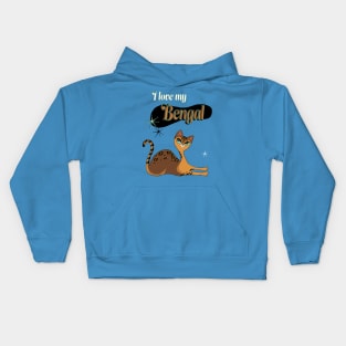 I Love My Bengal Cat Mid Century Kids Hoodie